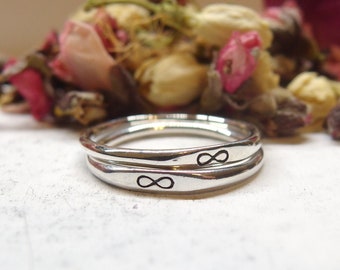 Sterling silver stackable Infinity ring, Gift for mothers day from daughter, Thin stacking band, matching jewelry for mother daughters