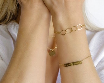 Sister bracelet Best friends bracelet  Eternity bracelet Circle bracelet Interlocking circle Dainty gold bracelet Bridesmaid bracelet