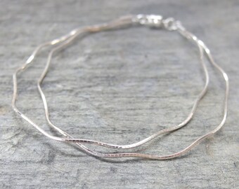 Delicate silver bracelet Simple bracelet Dainty silver bracelet Stackable bracelet Minimalist silver jewelry Thin silver bracelet two strand