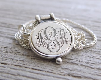 Custom Personalized necklace, Engraved Monogram, Letter necklace for her, Silver monogram necklace, Christmas gift daughter monogram pendant