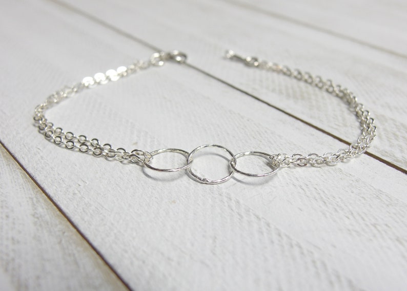 Eternity bracelet Sister bracelet Friendship bracelet BFF bracelet Three sister bracelet Interlocking circle bracelet Gift for her Infinity image 4