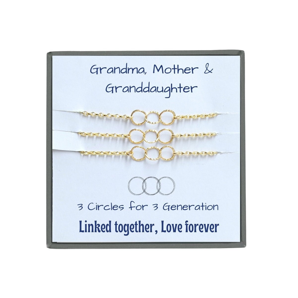 Three Generation Bracelet, Interlocking Circle Bracelet, Christmas Gift ...