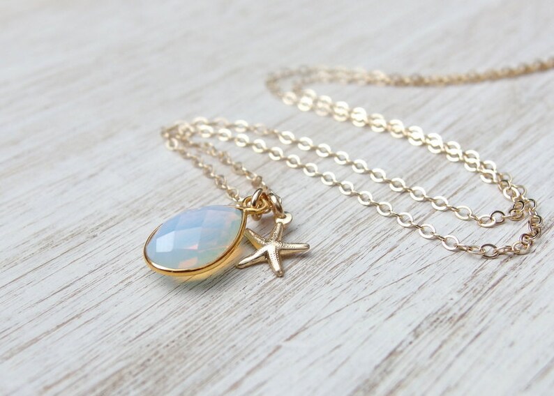 Beach Wedding Opal Necklace Bridesmaid Jewelry Maid Of Honor Etsy