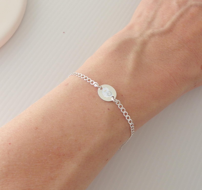 Actual Paw Print Bracelet – Custom Real Pet Paw Print Jewelry – Dainty sterling silver Dog or Cat Memorial Bracelet image 9