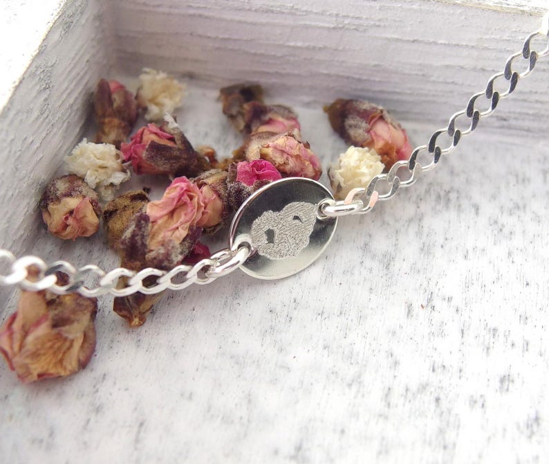 Actual Paw Print Bracelet – Custom Real Pet Paw Print Jewelry – Dainty sterling silver Dog or Cat Memorial Bracelet image 7