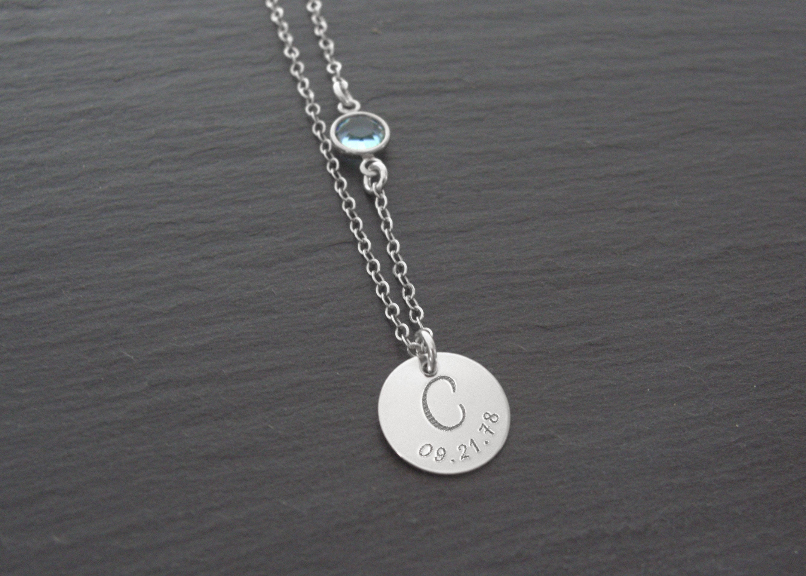 Engraved birthstone necklace New mom necklace Mom to be Etsy