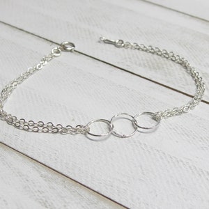 Eternity bracelet Sister bracelet Friendship bracelet BFF bracelet Three sister bracelet Interlocking circle bracelet Gift for her Infinity image 7