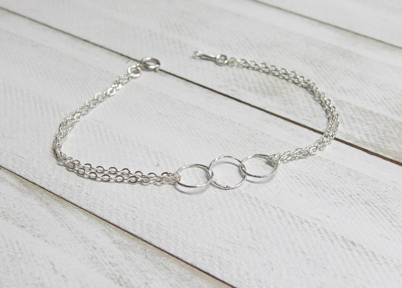 Eternity bracelet Sister bracelet Friendship bracelet BFF bracelet Three sister bracelet Interlocking circle bracelet Gift for her Infinity image 7