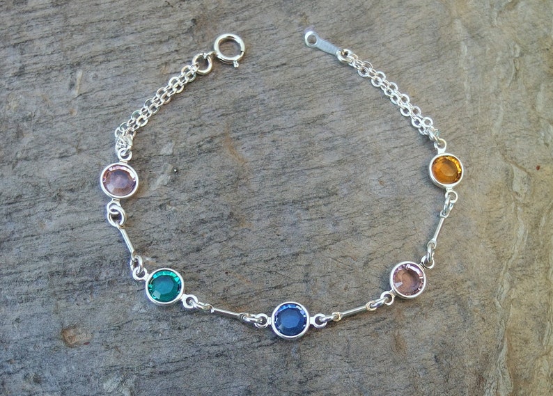 Mom Birthstone Charm Bracelet Mother Gift Personalized Mother Etsy