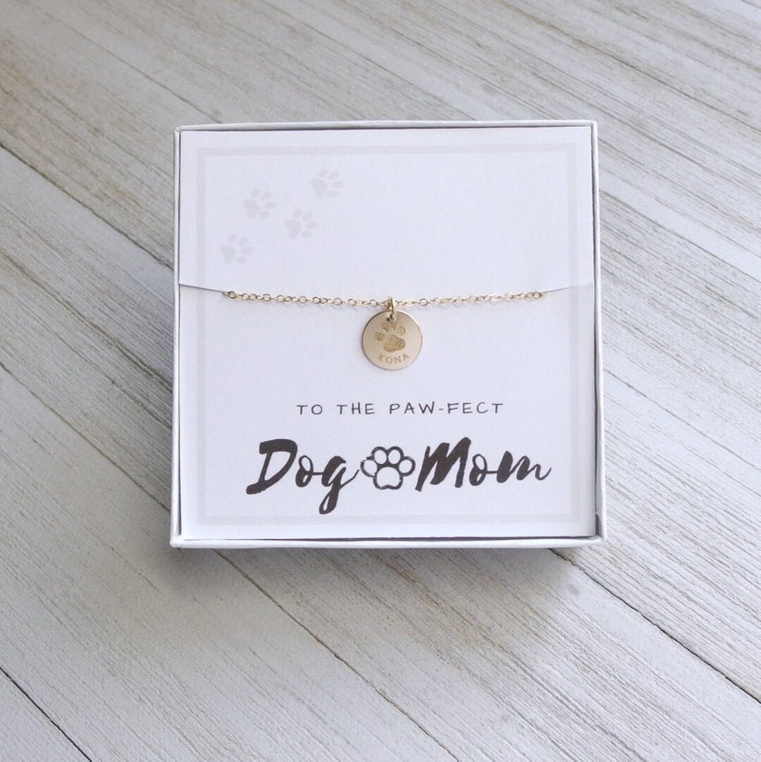 Dog Mom Necklace Silver Paw Print Necklace Gift for Dog Mom Etsy