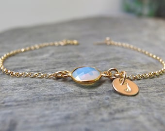 Gold Opal Bracelet October Birthstone Personalized Bracelet Custom Opal Bracelet Opal Birthstone Initial Bracelet Dainty Gold Opal Jewelry