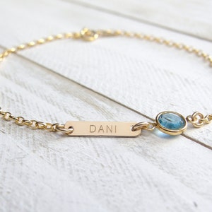 Push present, New mom gift, Baby birthstone and name bracelet, First Mothers Day gift, Jewelry for new mom, Personalized mom to be gift image 1