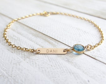 Push present, New mom gift, Baby birthstone and name bracelet, First Mothers Day gift, Jewelry for new mom, Personalized mom to be gift