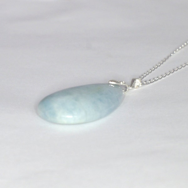 Aquamarine Necklace, Silver aquamarine necklace, Aquamarine pendant, Gemstone necklace, March birthstone, Aqua necklace