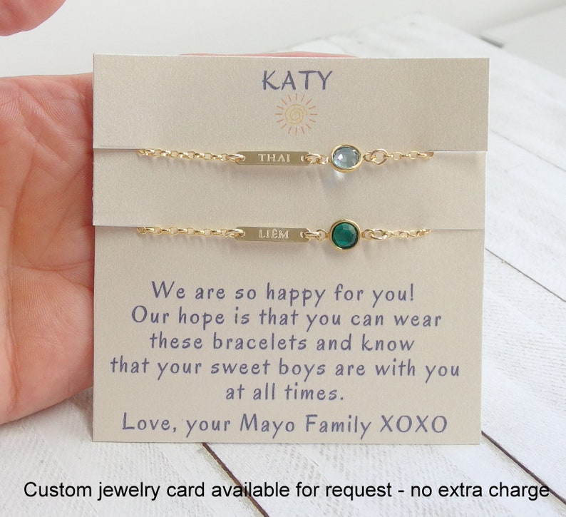 Push present, New mom gift, Baby birthstone and name bracelet, First Mothers Day gift, Jewelry for new mom, Personalized mom to be gift image 7