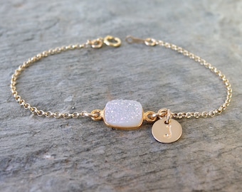 Maid of Honor Bracelet Druzy Bracelet Bridesmaid Bracelet Wedding Jewelry Bridesmaid Gift Bridesmaid Jewelry Gold Pearl Bracelet