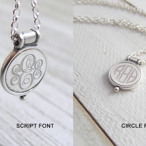 Signet necklace, Custom monogram necklace, Engraved letter necklace for her, Silver monogram jewelry pendant, Graduation gift for girls