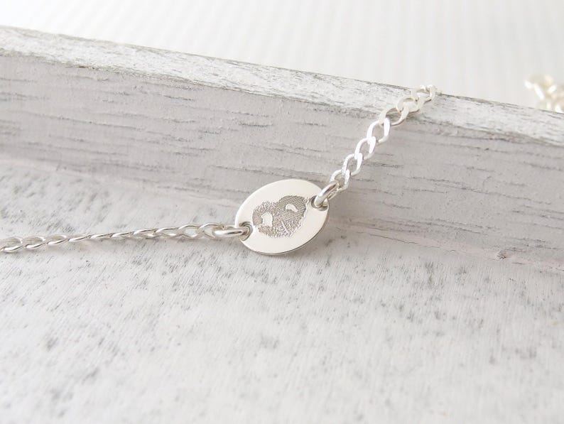 Actual Paw Print Bracelet – Custom Real Pet Paw Print Jewelry – Dainty sterling silver Dog or Cat Memorial Bracelet image 12