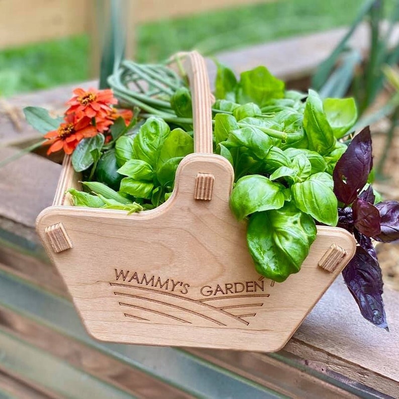 Personalized Harvest Basket, Garden Basket, Gift for Gardener, Vegetable Garden, Homesteader Mom Garden Gift Father's Day Garden Gift image 10