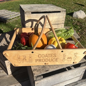 Personalized Harvest Basket, 2 Sizes, Garden Basket, Gardener, Dad Garden Gift, Vegetable Garden, Father's Day Gift