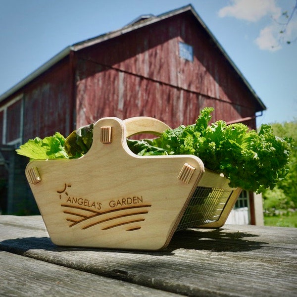 Personalized Harvest Basket, Garden Basket, Gift for Gardener, Vegetable Garden Hod, Gift for Homesteader