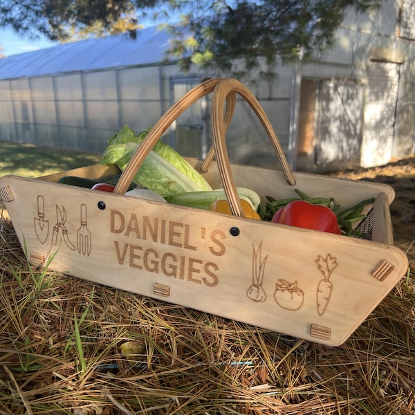 Personalized Harvest Basket, 2 Sizes, Garden Basket, Gardener Gift, Mom Garden Gift, Vegetable Garden -