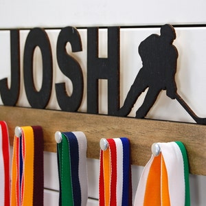 Personalized Hockey Medal Holder 12 or 20 inch image 1