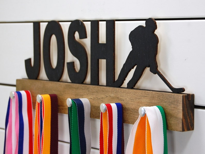 Personalized Hockey Medal Holder 12 or 20 inch image 1