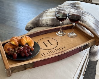 Client Gift Wine Stave Serving Tray, Realtor Closing Gift, Personalized Engraved Tray, Ships Fast, Realtor Branding, Client Appreciation