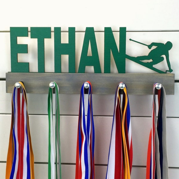 Personalized Skier Medal Display- 12 or 20 inch