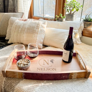 Personalized Wine Serving Tray - Handcrafted & Personalized - Wedding Gift - Anniversary Gift - Wine Lover Gift