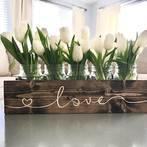 Engraved Centerpiece Box - Modern Farmhouse Centerpiece - Housewarming Gift Mason Jar Rustic Centerpiece - Wedding Gift - Teacher Gift