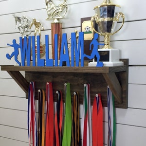 Personalized Trophy Shelf & Medal Holder image 1