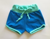 organic retro sporty shorts | blueberry-mint