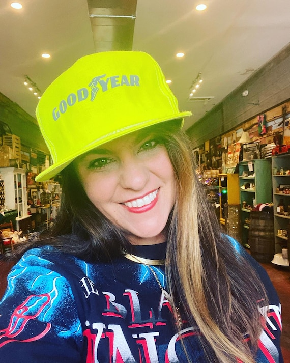 Vintage neon Goodyear hat. Nascar neon race perfec