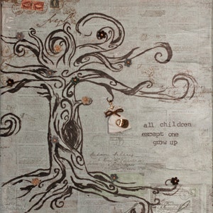 Peter Pan 11x14&quot; Tree and Dress Collage Wall Art