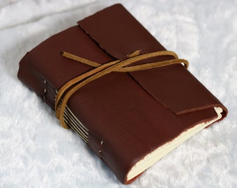 Handmade Red Leather Journal | Blank Book | Sketchbook
