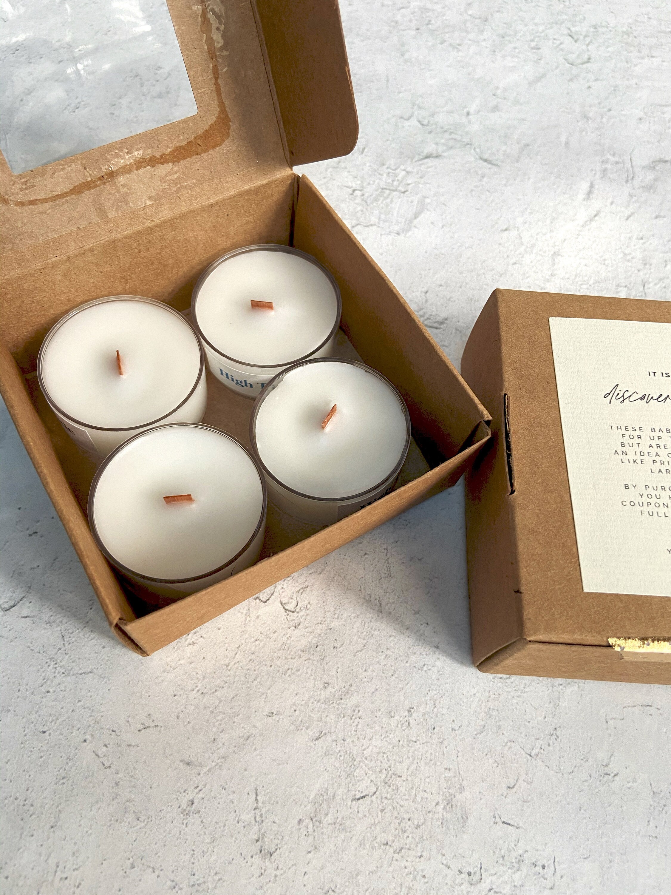 Tealight Discovery Kit - try before you buy, candle sampler, tealight kit,  candle discovery set, wooden wick tealight