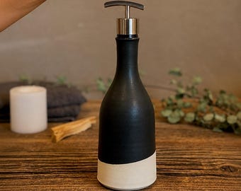 Handmade Ceramic Soap Dispenser | Blackstone Stoneware, Modern Farmhouse Decor