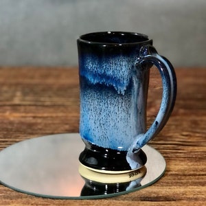 Hand Thrown Midnight Blue Pottery Mug Standard Style Pottery Stoneware image 1