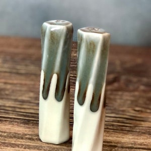 Stoneware pottery Salt and Pepper Shaker set White Stone Tall