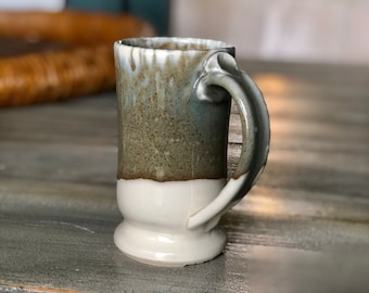 White Stone Hand Thrown Stoneware Pottery Mug Standard Style