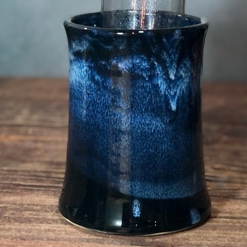 Wine Chiller Utensil Holder Midnight Blue Pottery Stoneware Etsy