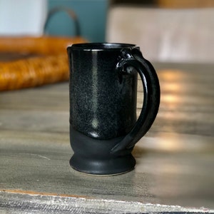 Tourmaline Black Hand Thrown Stoneware Pottery Mug Standard Style