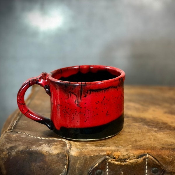 Hand Thrown Stoneware Pottery Mug Saigon Red Soup Bowl Style