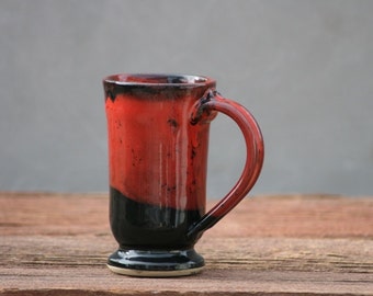 Hand thrown stoneware pottery mug Standard Style Saigon Red black