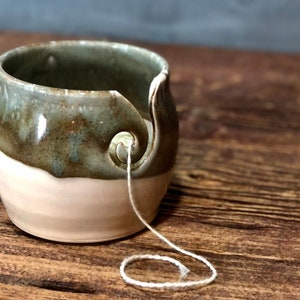 Yarn Bowl hand thrown stoneware White Stone knitting crochet