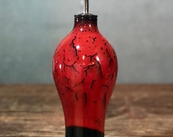 Hand thrown Stoneware Oil Vinegar Pour Saigon Red Vinegar Soap Sauce Pourer Bottle