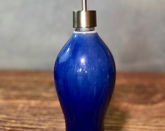 Handthrown Stoneware Soap Lotion Dispenser Pump Snowflake Blue Tall SECONDS SALE Ready to SHIP