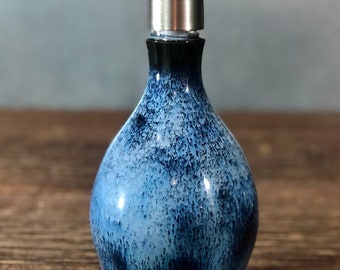 Handthrown Stoneware Soap Lotion Dispenser Pump Midnight Blue Wide